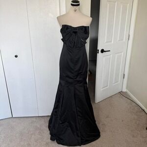 Y2K vintage gothic Black strapless mermaid prom dress ball gown with large bow